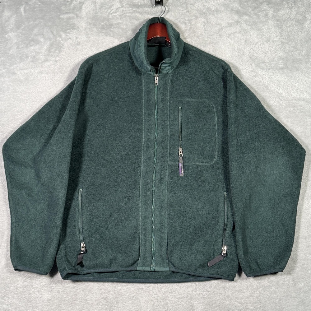 Vintage Patagonia Jacket Mens Medium Green Fleece Synchilla Full Zip *FLAW